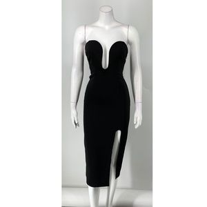 .NEW H:ours U Wire Black Midi Dress Strapless 035
